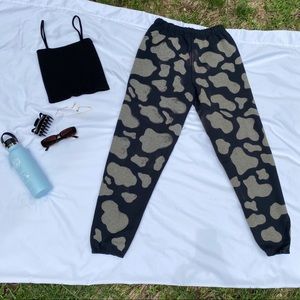 hand made cow print sweatpants